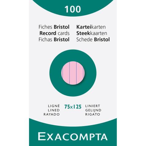 Étui de 100 fiches - bristol ligné non perforé 75x125mm