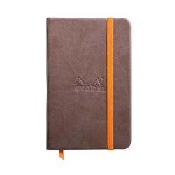 Rhodiarama carnet rembordé rigide 9x14 cm 192 pages uni papier ivoire 90g fermeture élastique - Chocolat