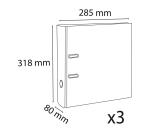 Lot de 3 classeurs à levier - dos de 80mm - format A4 - extérieur en polypropylène / intérieur en papier