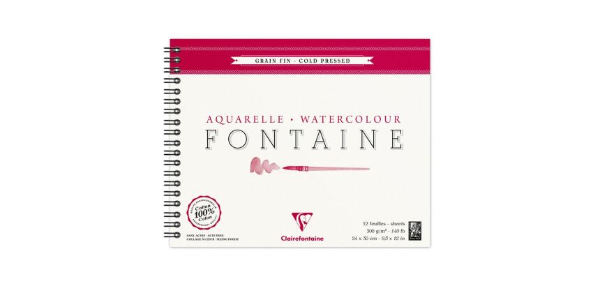 Fontaine album spiralé 12F 24x30cm 300g grain fin
