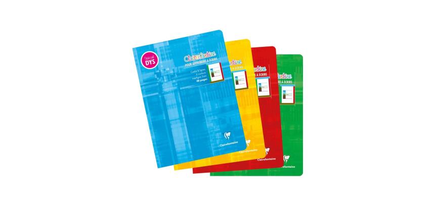 Cahier d'écriture piqué spécial Dys 17x22 cm 48 pages cadre et lignes 4 couleurs Interligne 3 mm - Assortis