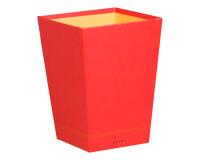 Rhodiarama corbeille à papier simili cuir italien 27x27x32 cm - Coquelicot