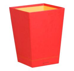 Rhodiarama corbeille à papier simili cuir italien 27x27x32 cm - Coquelicot