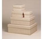 Rhodiarama set 5 boîtes gigognes simili cuir italien 44x34x16 cm - Beige