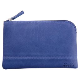 Rhodiarama pochette zippée en simili cuir - taille S (11x17 cm) - Saphir