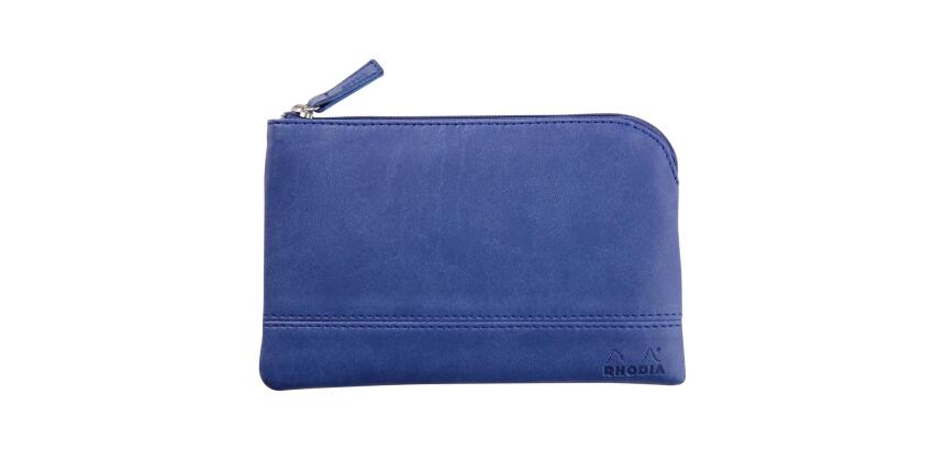 Rhodiarama pochette zippée en simili cuir - taille S (11x17 cm) - Saphir