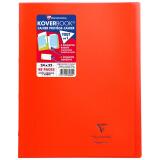 Cahier piqué Koverbook 24x32cm 48 pages petits carreaux + marge couverture polypropylène transparent - Rouge