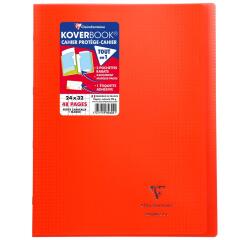 Koverbook, Heft 24x32 cm, 24 Blatt 90g, kariert 5/5 mit Rand, Einband aus transparentem Polypropylen - Rot