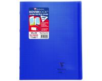 Cahier piqué Koverbook 24x32 cm 96 pages petits carreaux + marge couverture polypropylène transparent - Bleu marine
