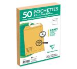 Paquet de 50 Pochettes Kraft Milleraies Brun B5-176x250 mm - Auto-Adhésives - 90g/m2 - Brun