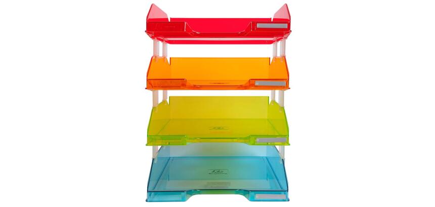 Pack 4 letter tray COMBO harlequin gl tr - Assorted colours