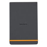 Rhodiarama Webnotepad rembordé rigide 9x14 cm 192 pages ligné microperforé papier ivoire 90g fermeture élastique - Titane