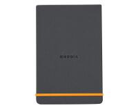Rhodiarama Webnotepad rembordé rigide 9x14 cm 192 pages ligné microperforé papier ivoire 90g fermeture élastique - Titane