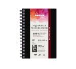 Rhodia Touch Watercolor Book, papier 100% coton grain satiné 300g - A6 portrait, 40 pages - Noir