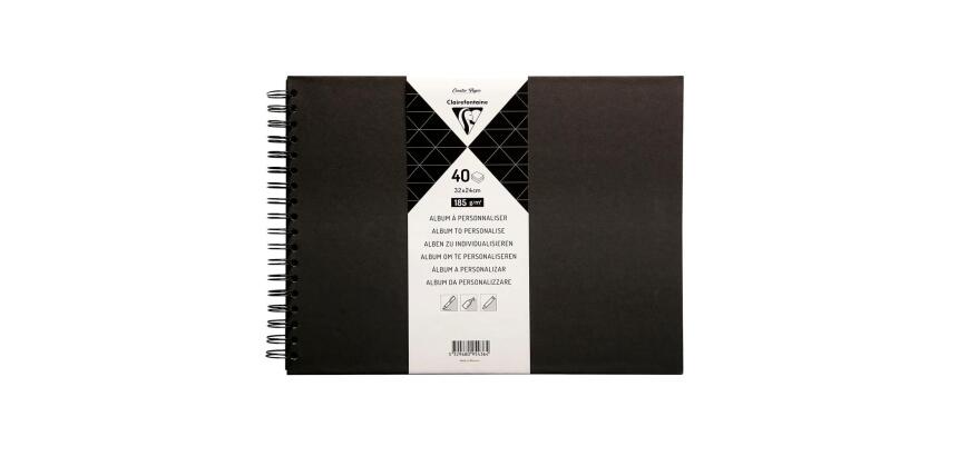 Album à personnaliser de 40 feuilles 185g/m2 au format 32x24cm - Noir