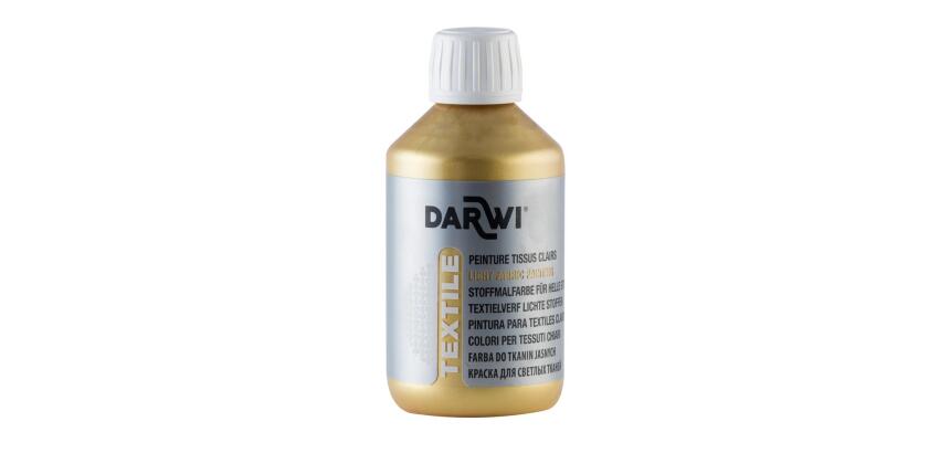 DARWI Flacon de 250 ml de Peinture Textile Métallique - Or