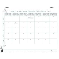 Calendrier Bloc mensuel EasyCal avec feuillets détachables 18 x 24 cm sans support 2026