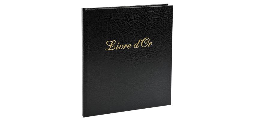 Livre d'or 140 pages tranche or 21 x 19 cm Balacron - noir
