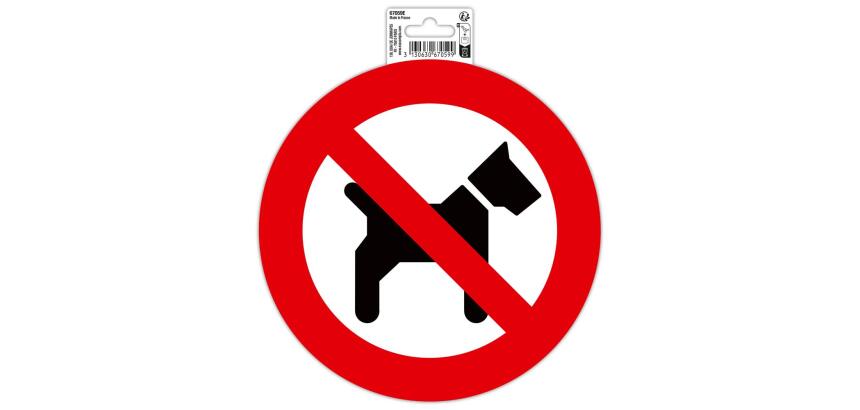 Panneau PVC adhésif antidérapant Interdit aux chiens 20 cm - Rouge