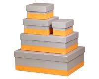 Rhodiarama set 5 boîtes gigognes simili cuir italien 44x34x16 cm - Argent