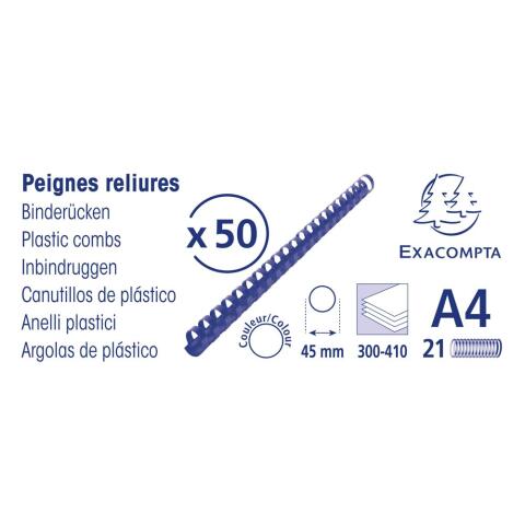 Canutillos para encuadernar Caja de 50 - Grosor: 45mm - Capacidad: 300-410 - Negro