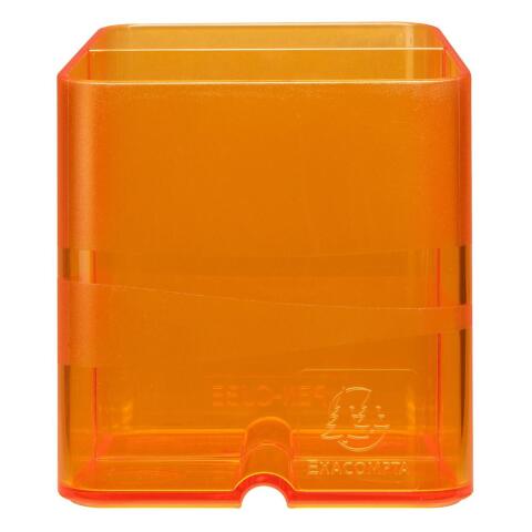Cubiletes Pen Cube, 2 compartimentos diferentes tamaños y alturas, bloqueador de cables. LINICOLOR (translucido) - Naranja