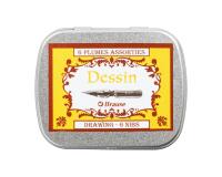 BOITE METAL 6 PLUMES A DESSIN