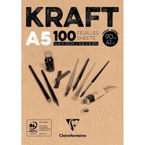 Kraft bloc collé 100F A5 90g