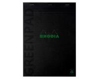 Greenpad bloc agrafé recyclé et recyclable en carte souple 350 g/m2 - N°19 21x31,8 cm 70 feuillets Ligné - Papier Clairefontaine recyclé 90 g/m2 - Noir - New - Noir