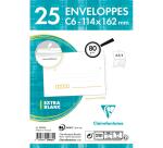 Enveloppe Clairefontaine 80 g/m² précasée blanche avec bande de protection - Paquet de 25