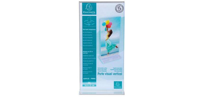 Porte-visuel droit vertical DL - Cristal