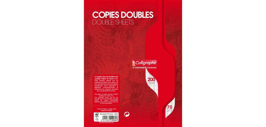 Copies doubles sous film 7000 17x22 cm 200 pages non perforées grands carreaux 70 g