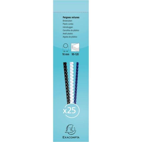 Canutillos para encuadernar Caja de 25 - Grosor: 16mm - Capacidad: 90-120 - Negro