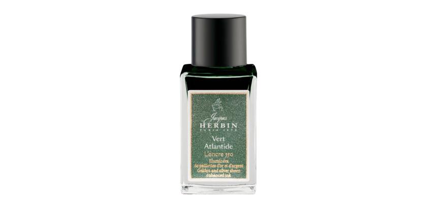 Encre 350 à paillettes dorées et argentées 15ml  - Vert Atlantide