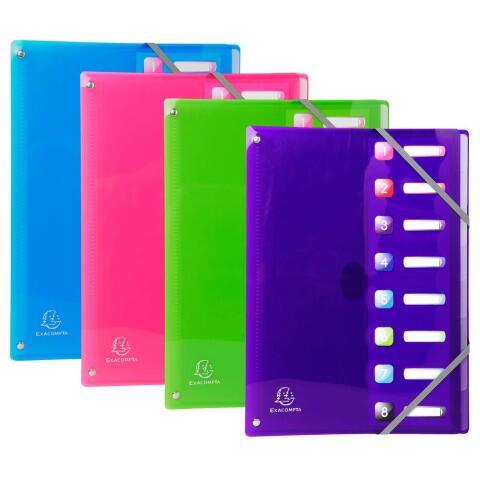 Paquete de 4 clasificadores lomo extensible ventanas troqueladas Iderama ® PP - Tamaño: 24x32 cm para: A4 - Colores surtidos