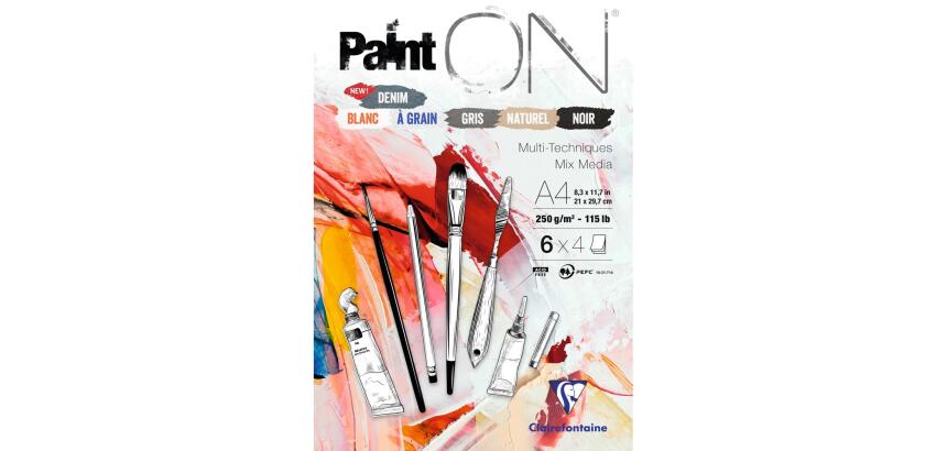 Paint'ON n°6 bloc collé 24F A4 250g assorti 6x4F - Assortiment