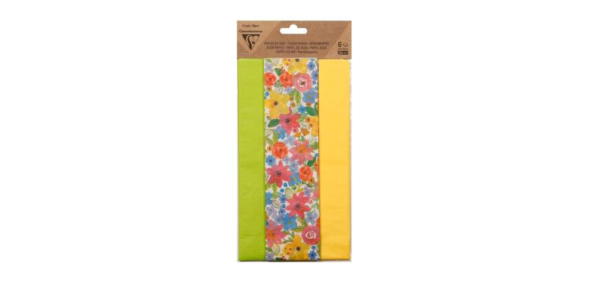 PAPIER DE SOIE IMPRIMÉE, Sachet de 6 feuilles au format 50x75cm - Assortiment Pâques - Assortiment