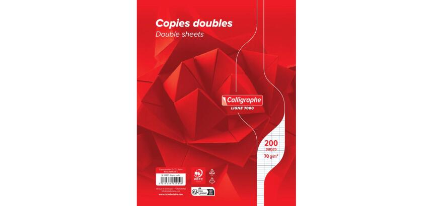 Copies doubles sous film 7000 17x22 cm 200 pages non perforées grands carreaux 70 g