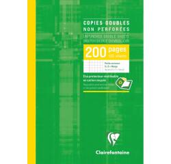 Copies doubles sous étui A4 200 pages non perforées petits carreaux + marge