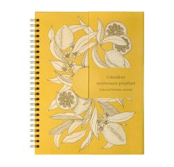 Jardin des Sens, Calendrier anniversaire perpétuel 23x17 cm, 50 pages imprimées, fermeture aimantée pour affichage sur la table.