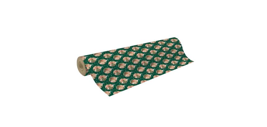Kraft brut 70g, rl 50x0,70m Boules Noël - Vert