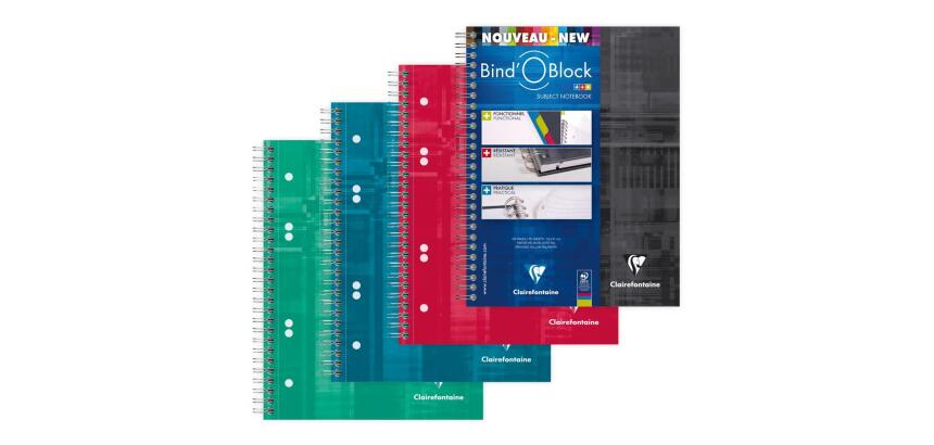 Bind'O Block cahier reliure intégrale A5+ 180 pages détachables perforées 6 trous ligné + cadre en-tête - Assortis