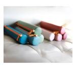 Rhodiarama trousse ronde simili cuir italien 5x21,5 cm - Nacarat