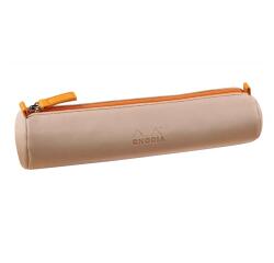 Rhodiarama trousse ronde simili cuir italien 5x21,5 cm - Touche de rose