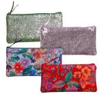 Céleste CUIR Trousse plate 22x11 cm Jardin rouge
