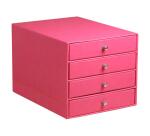 Rhodiarama trieur 4 tiroirs simili cuir italien 24,8x32,7x22,8 cm - Framboise
