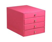 Rhodiarama trieur 4 tiroirs simili cuir italien 24,8x32,7x22,8 cm - Framboise