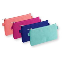 Trousse textile plate 22 x 11 cm, 4 couleurs assorties - Assortis