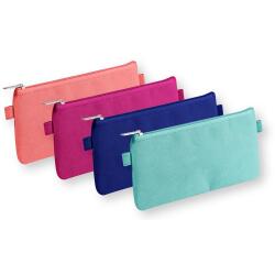 Trousse textile plate 22 x 11 cm, 4 couleurs assorties - Assortis