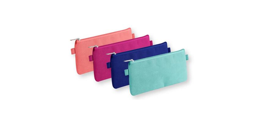 Trousse textile plate 22 x 11 cm, 4 couleurs assorties - Assortis